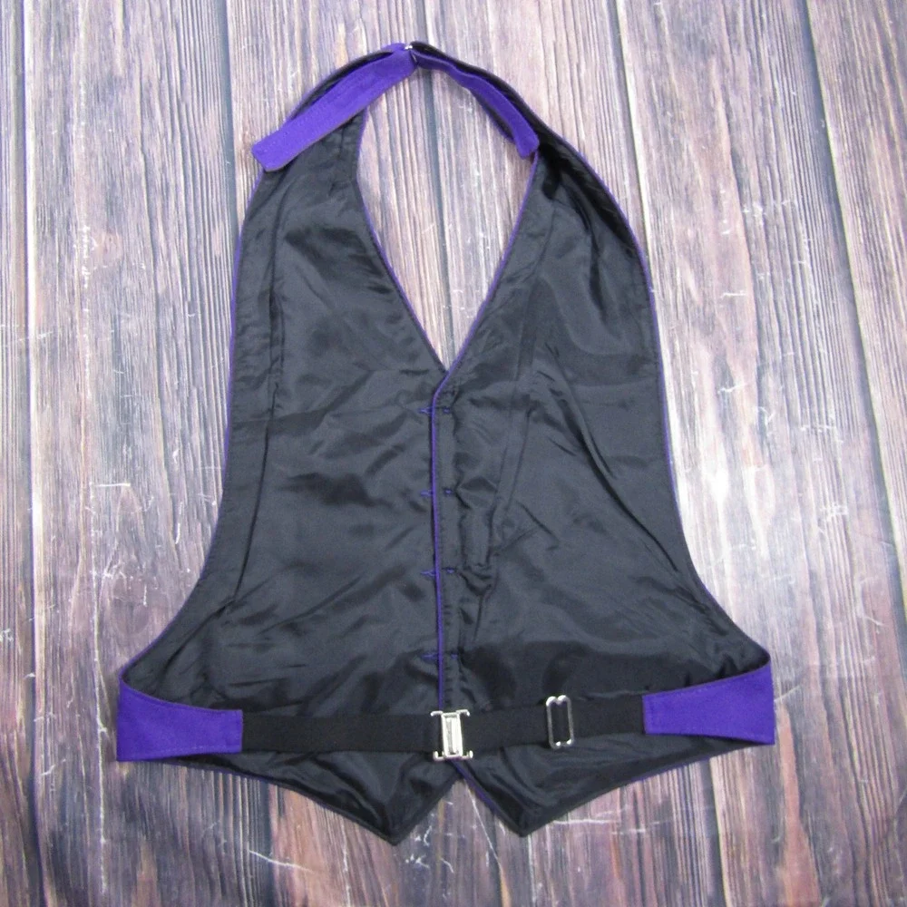 Unbranded Suit Vest Mens Large Purple Backless Halter Tuxedo Waistcoat Formal